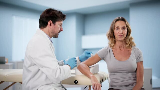 Doctor Giving Diabetes Patient Insulin Injection During Vaccination