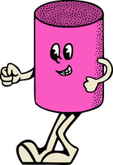 Cylinder Math Symbol Character Mascot Vector Illustration