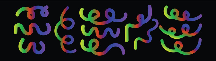 Obraz premium Vibrant neon swirls of color on a black background