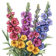 watercolor of Verbascum Flower draw illustration, isolated on a white background.