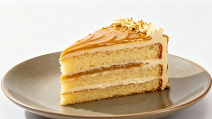 Gourmet Sponge Cake with Cream and Caramel Glaze