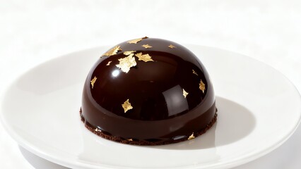 Luxurious Chocolate Dome Mousse with Mirror Glaze and Gold Leaf