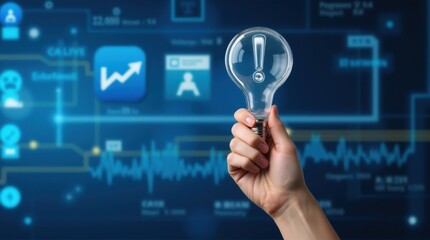 Caution and awareness in the digital age. Risk assessment in cybersecurity by holding up an exclamation mark sign. Navigating online threats with vigilant strategies.