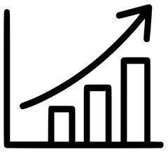 Business growth chart icon with upward arrow, representing success