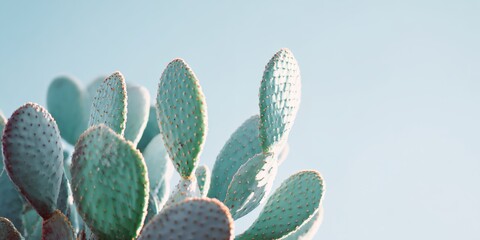 Bunch of green cactus plants with white flowers