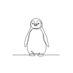 Standing penguin minimalist one line cute drawing vector illustration