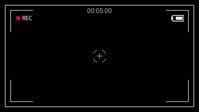 Immersive video camera recording screen display featuring an active REC indicator, dynamic timecode, and framing guides, ideal for modern multimedia projects