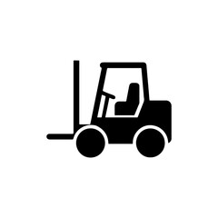Simple black silhouette icon of a forklift truck on a white background