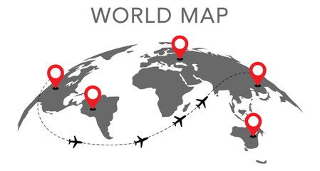World map, blue modern vector map featuring country silhouettes, continents, and clean minimalist design suitable for digital projects, infographics