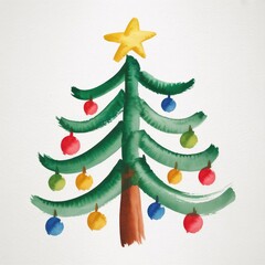 Merry Christmas watercolor trees collection Happy New Year card, posters.

