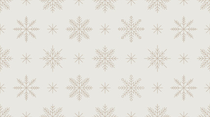 Seamless pattern of delicate pink and beige snowflakes in a repeating geometric arrangement on a light neutral background perfect for winter holidays and festive designs