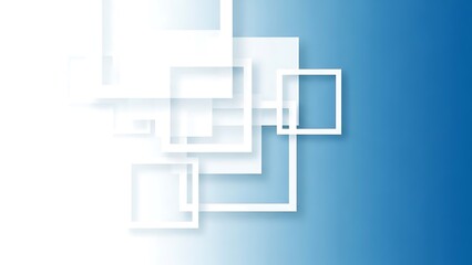Modern abstract geometric design with white squares on blue gradient background