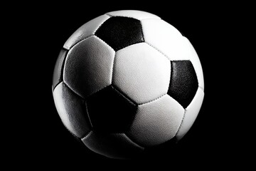 Fototapeta premium Monochrome Soccer Ball on a Black Background Sports Equipment Detail