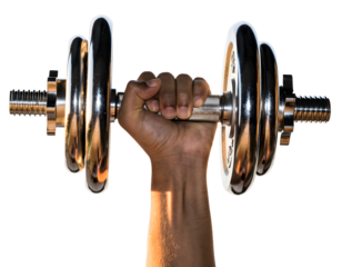 Hand Gripping a Dumbbell Isolated for Fitness, Strength, and Workout Concepts