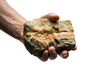 Hand Holding a Rock Isolated for Nature, Outdoor, and Conceptual Design Projects