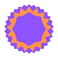 Abstract geometric starburst design with layered purple and orange shapes