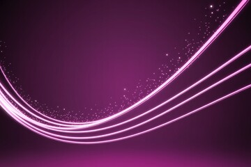 Abstract Neon Light Trails on Dark Purple Background, Modern Tech Style