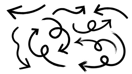 Hand Drawn Curved Arrows Vector Set – Sketchy Doodle Arrow Collection