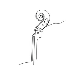 Cello violin scroll continuous line minimalist music headstock vector illusration