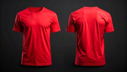 Red Short-Sleeve Crew Neck T-Shirt Front and Back Views on Mannequin