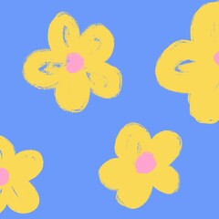 yellow flowers on blue background