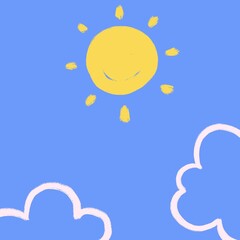 sun and cloud abstract on blue background