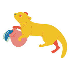 Yellow otter animal semi flat