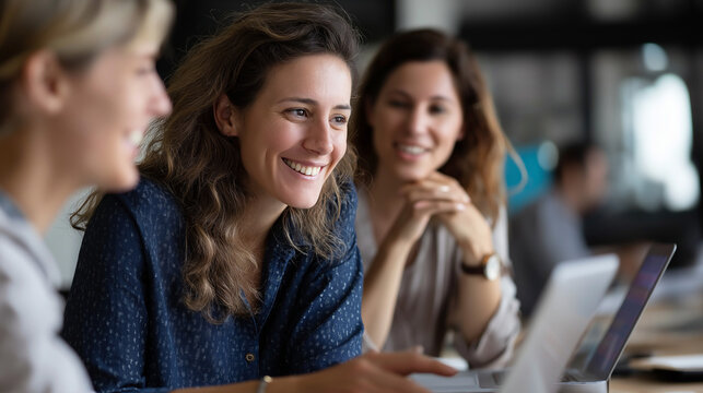 Computer teamwork review with business women accounting discussion collaboration audit feedback session portfolio manager consultation tablet and finance agency report