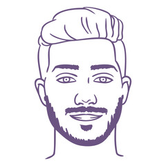 Purple man with beard filled stroke