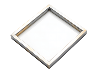 Minimal Silver Rectangular Frame with Clean Edges in a Sharp Isolated Cutout for Modern, Elegant, and Decorative Designs