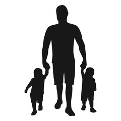 Father with kids silhouette