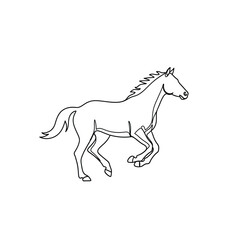 Running horse continuous line minimalist animal freedom icon vector illusration