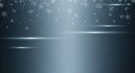 Dark blue background with falling snowflakes and light streaks