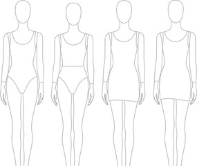 Fototapeta premium Fashion design clothing template sketch figure mannequin swimwear dress style