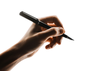 Isolated Hand Holding Pen in Writing Position