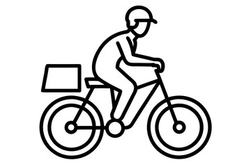 line art Delivery rider on bike silhouette vector illustration isolated on white background