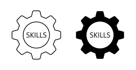 Skills Gear Icon Vector &ndash; Skill Development Mechanism Symbol
