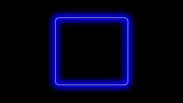 Purple pink neon glowing rectangle frame with rounded corners light border outline on transparent background for banner sign frame template decoration glow . Motion graphics of rectangle frame