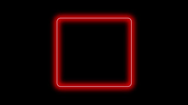 Purple pink neon glowing rectangle frame with rounded corners light border outline on transparent background for banner sign frame template decoration glow . Motion graphics of rectangle frame