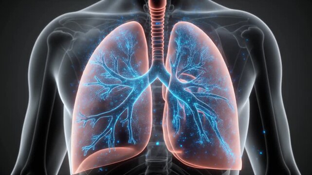 3D Breathing Lungs with Airflow Particle Animation