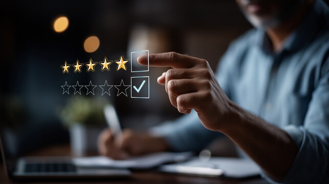 Quality assurance compliance checklist with five star rating ISO certification audit interface digital approval system business standard management risk control concept regula