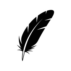 Obraz premium “Feather Icon – Bird Quill Silhouette Vector Illustration” 
