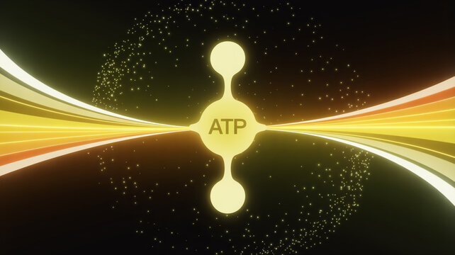 Digital rendering of an ATP molecule symbolizing biochemical energy and metabolism.