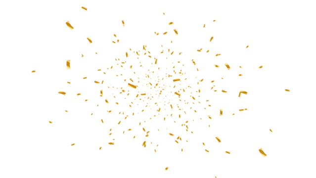 Gold confetti burst. PNG illustration of festive confetti background