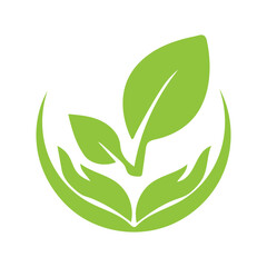 Eco Hands Leaf vector icon for Organic Care, Protection, Eco Care, Organic Growth, Nature Protection Symbol and Sustainable Living