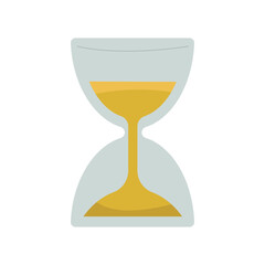 Sand hourglass flowing. Time measuring Vector. Glass object instrument. Clock icon element.