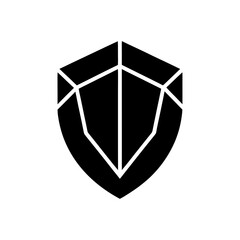 Geometric Hexagon Shield Icon Unique Defense Structure Modern Clean Line Art Vector illustration