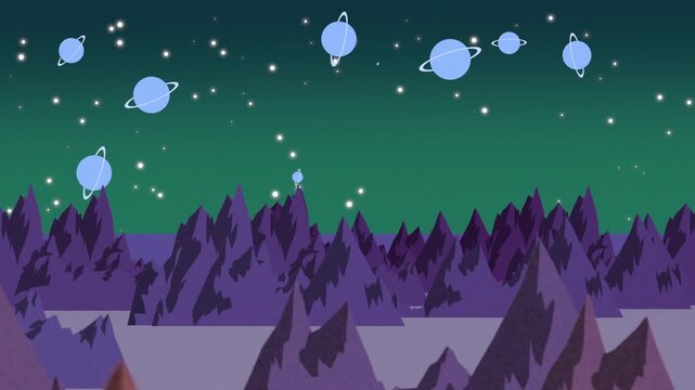extraterrestrial mountain scene, otherworldly mountain vista with cosmic elements
