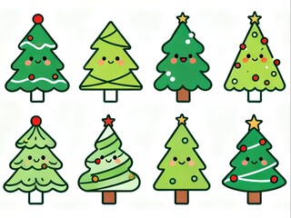 Fototapeta premium Cartoon illustration of a Christmas tree with a funny expression