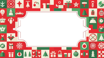Vibrant holiday frame design featuring festive icons perfect for cheerful Christmas announcements and seasonal greetings